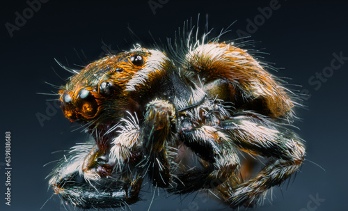 ragno saltatore jumping spider super macro profile view 4k photo