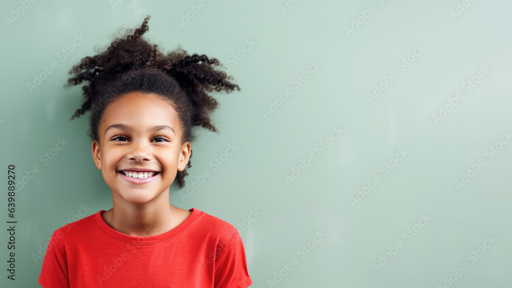 South African teen girl, black hair, copy space South African teen girl, black hair, copy space
