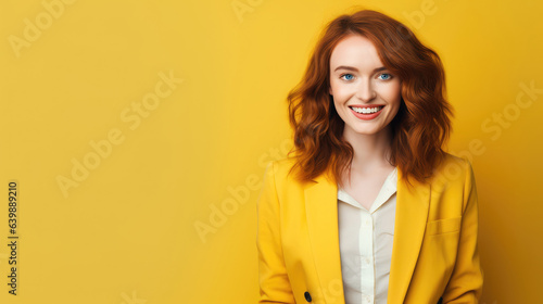 British entrepreneur in 20s, red hair, yellow theme © Robert Kneschke