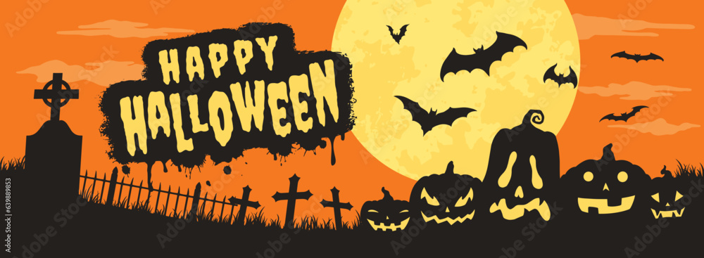 Happy Halloween day banner colorful