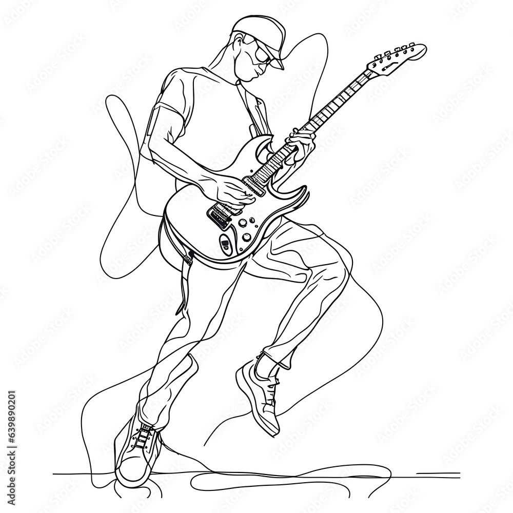 Naklejka premium someone playing electric guitar while jumping on stage