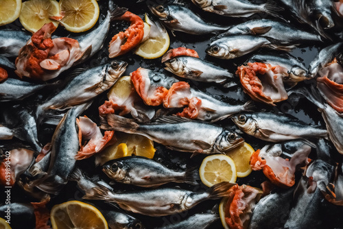 Piatto di pesce con limoni photo