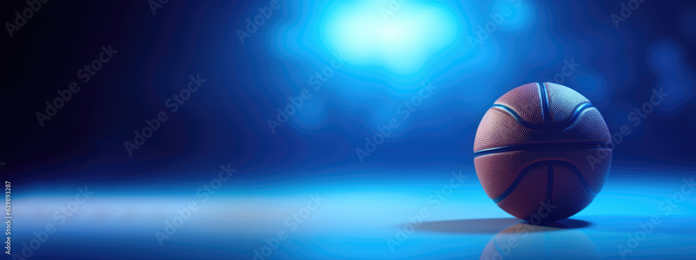 basketball on blue background with copy space sport and health concept