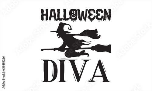 Halloween diva - Halloween SVG Design, Modern calligraphy, Vector illustration with hand drawn lettering, posters, banners, cards, mugs, Notebooks, white background.