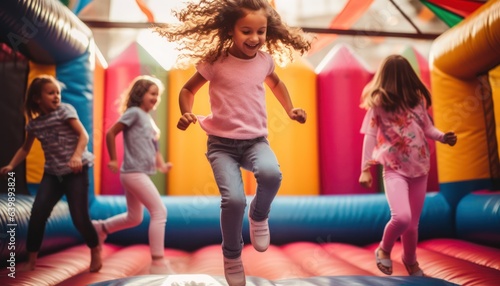 Foto Photo of children having fun in a bouncy house