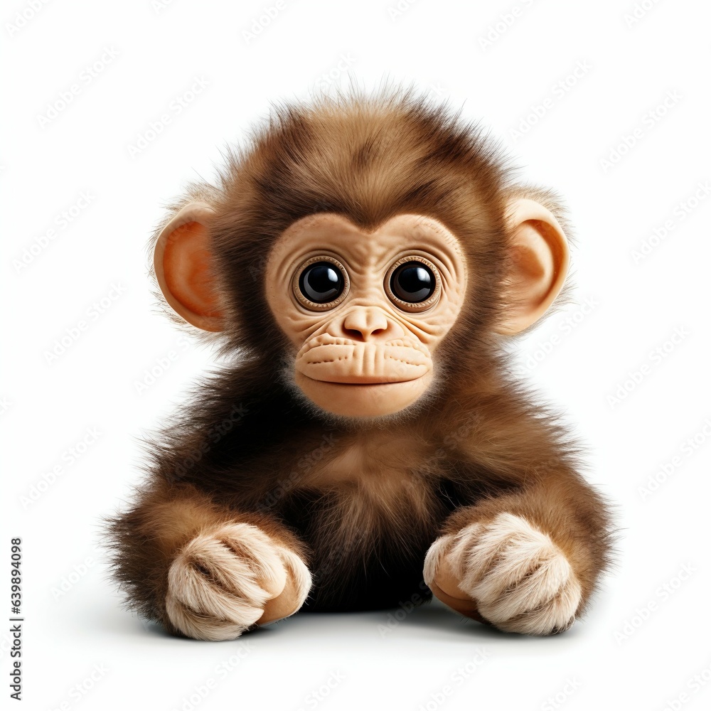 Plush Monkey Isolated on White Background. Generative ai Plush Monkey Isolated on White Background. Generative ai