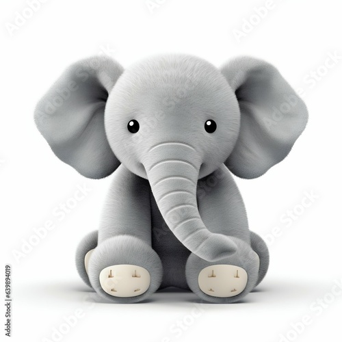 Soft Plush Elephant Isolated on White Background. Generative ai
