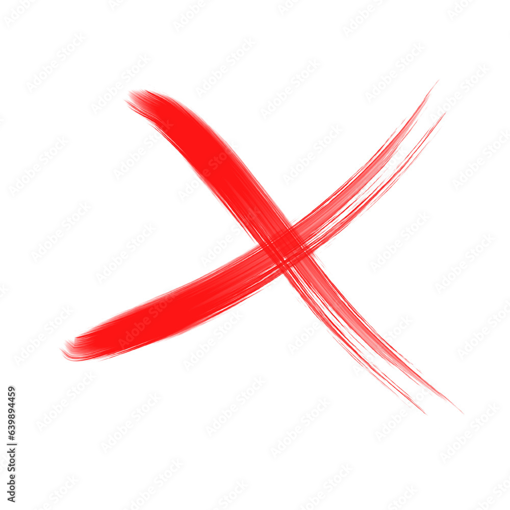 red X isolated on white X flat icon brushed vector red X isolated on white X flat icon brushed vector