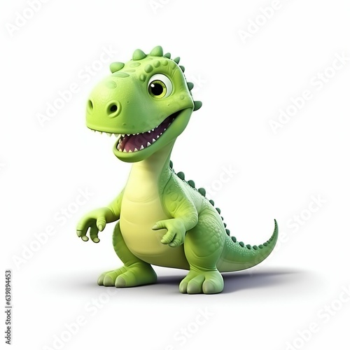 Bright Funny Dino Isolated on White Background. Generative ai