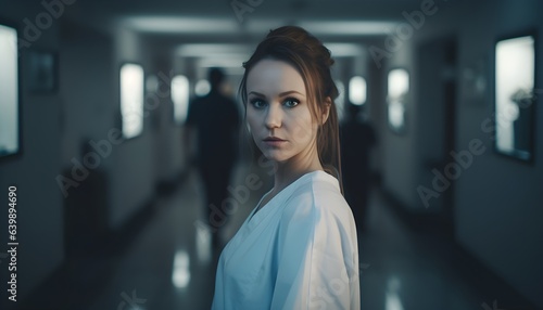 Krankenschwester in einer weißen Robe (KI-/AI-generiert)