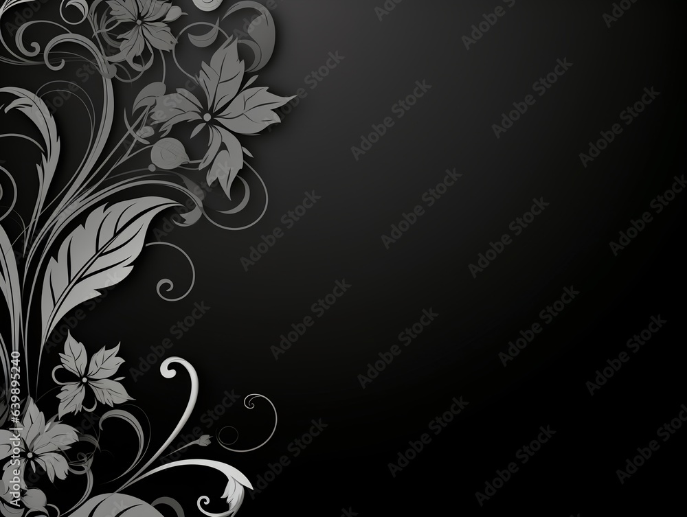 Black background wallpaper with flower illustration Black background wallpaper with flower illustration
