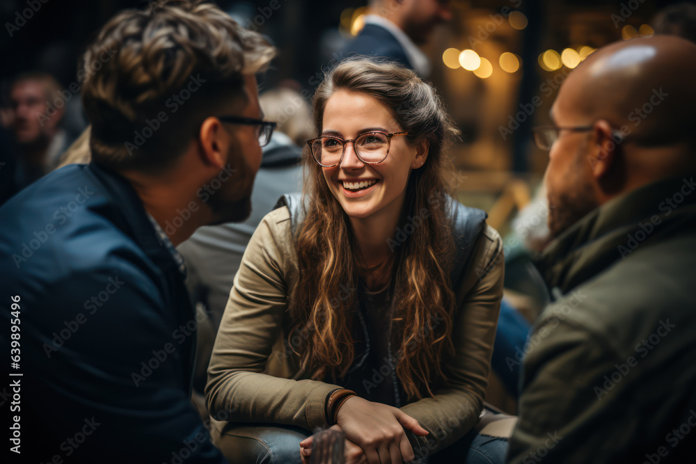 Diverse Group Discussion. Individuals from various backgrounds engaged in a lively conversation, reflecting the complexity of human perspectives. Generative AI. Diverse Group Discussion. Individuals from various backgrounds engaged in a lively conversation, reflecting the complexity of human perspectives. Generative AI.