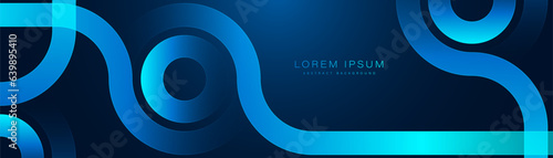 Dark blue abstract background with glowing circle. Modern shiny blue gradient geometric shape design. Connection geometric lines. Futuristic technology concept. Vector illustration