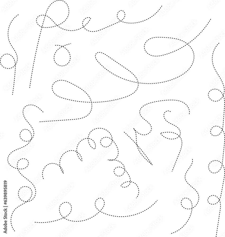 Hand drawn dotted curved line shape. Curved line - vector illustration isolated on white background. Hand drawn dotted curved line shape. Curved line - vector illustration isolated on white background.