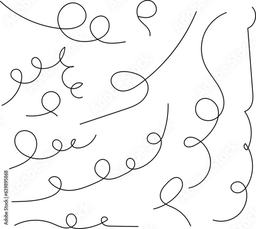Hand drawn dotted curved line shape. Curved line - vector illustration isolated on white background.