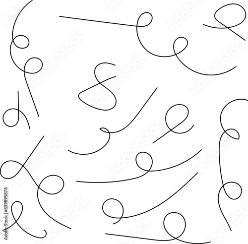 Hand drawn dotted curved line shape. Curved line - vector illustration isolated on white background.