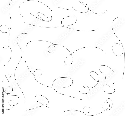 Hand drawn dotted curved line shape. Curved line - vector illustration isolated on white background.