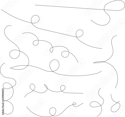 Hand drawn dotted curved line shape. Curved line - vector illustration isolated on white background.