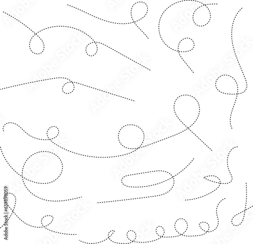 Hand drawn dotted curved line shape. Curved line - vector illustration isolated on white background.