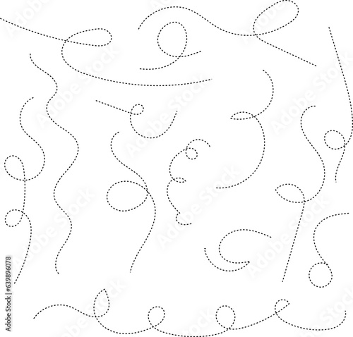 Hand drawn dotted curved line shape. Curved line - vector illustration isolated on white background.