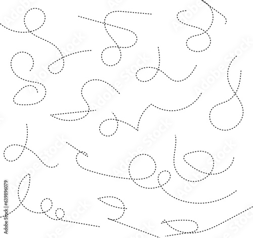 Hand drawn dotted curved line shape. Curved line - vector illustration isolated on white background.
