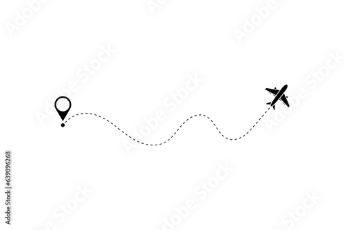 Route icon - two points with dotted path and location pin. Route location icon two pin sign and dotted line.