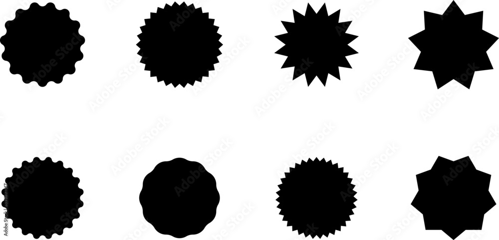 Set of vector starburst, sunburst badges. Black icons in Simple flat style vintage stickers, labels. Set of vector starburst, sunburst badges. Black icons in Simple flat style vintage stickers, labels.