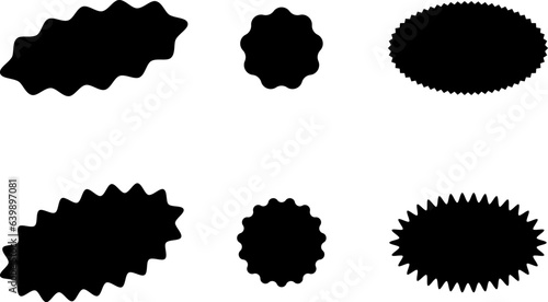 Set of vector starburst, sunburst badges. Black icons in Simple flat style vintage stickers, labels.