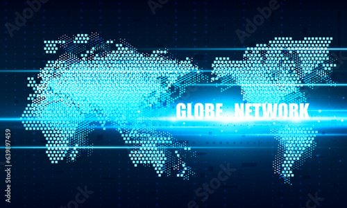 Globe network and Technology Globe. Digital earth map background. Connection data concept.