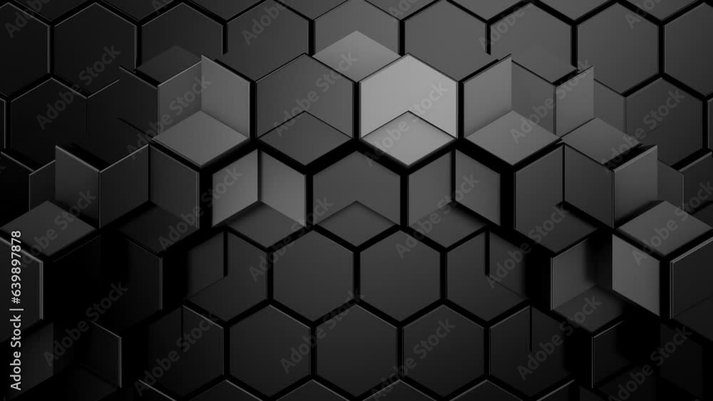 Geometric Shapes Form a Wave. Abstract motion, two color, 3d rendering, 4k resolution