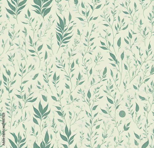 Floral pattern with leaves. AI