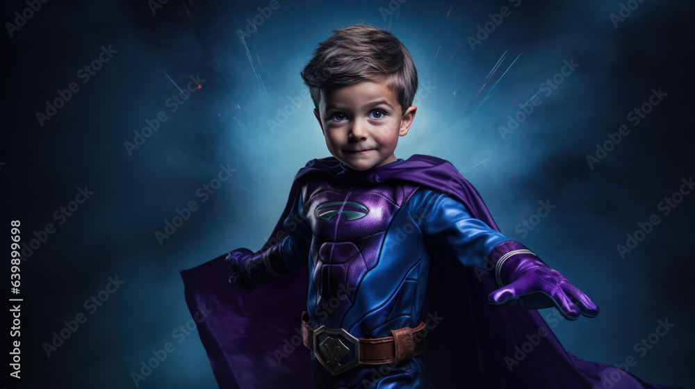 Boy in a superhero costume.