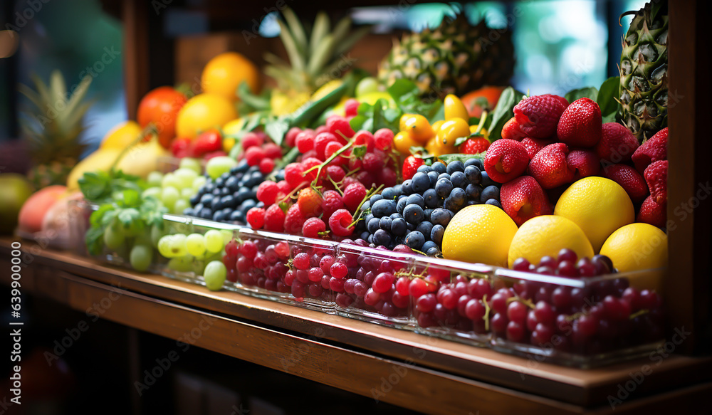 Market stall selling fruit. AI generated