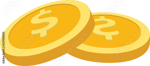 Gold coin money with dollar symbol.