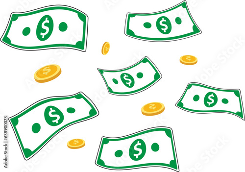 Money and gold coin.