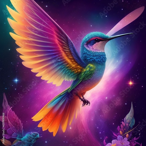 mythologic mystic dreamfull cosmic fantasy colibri, created by ai generated