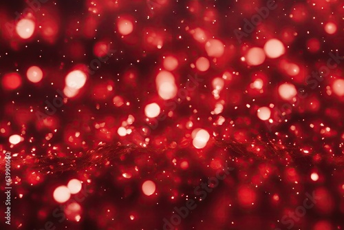 Red bokeh of lights on black background.