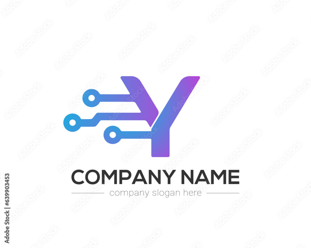Y Letter Tech Logo Design Vector Template. Y Letter Icon Design with ...