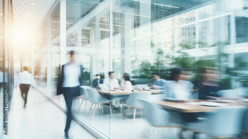 Wallpaper Mural Blurred fasting business people meeting and waking in white glass office background Torontodigital.ca