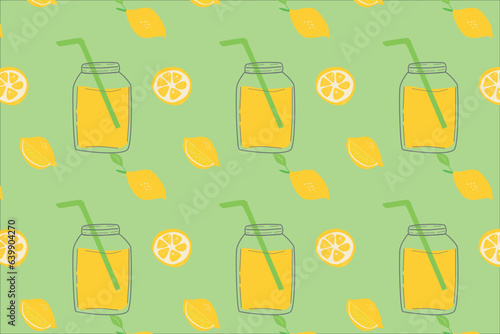 detox drink lemonade with lemon slices - pattern