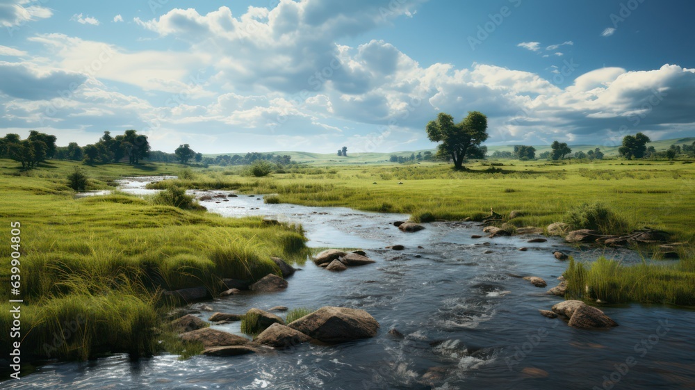 Small river floating through a landscape created with Generative AI