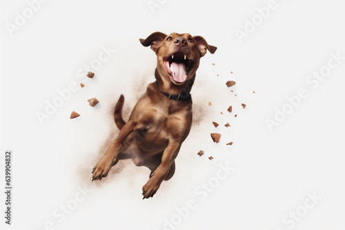 animal dog doggy cute canino background jump fly purebred white pet. Generative AI.