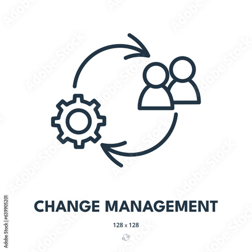 Change Management Icon. Manager, HR, Staff. Editable Stroke. Simple Vector Icon