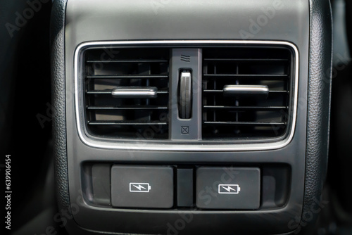 USB port in the car panel close up. Car interior detail. © ake1150