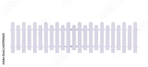 Row of white gray artificial wooden picket fence isolated on transparent background, Png file