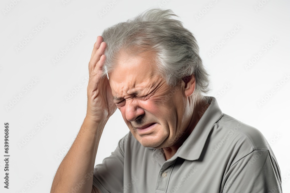 An elderly man with a pained expression, remorseful elderly man, depressed elderly man, sad and distressed elderly man, elderly man with a headache An elderly man with a pained expression, remorseful elderly man, depressed elderly man, sad and distressed elderly man, elderly man with a headache