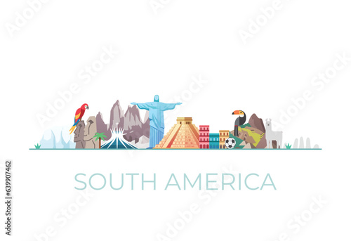 Latin America Skyline Landmarks. South America.