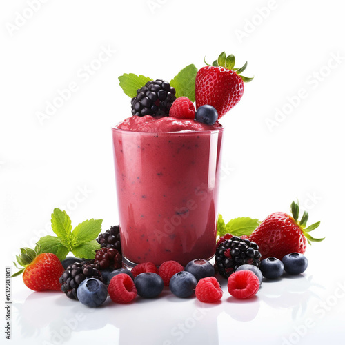 Berries smoothie isolated on a white background. Refreshing beverage