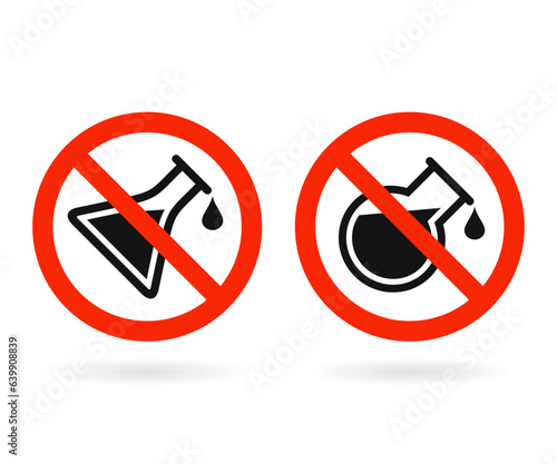 Prohibition of chemical additives vector sign. Do not experiment icon design.