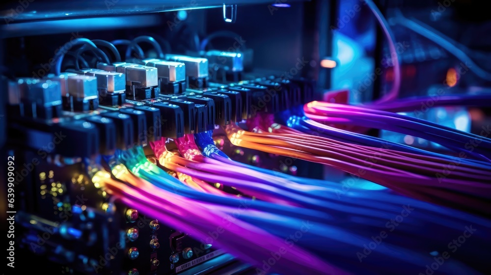 Fiber optic cable internet with big database servers connection line Fiber optic cable internet with big database servers connection line